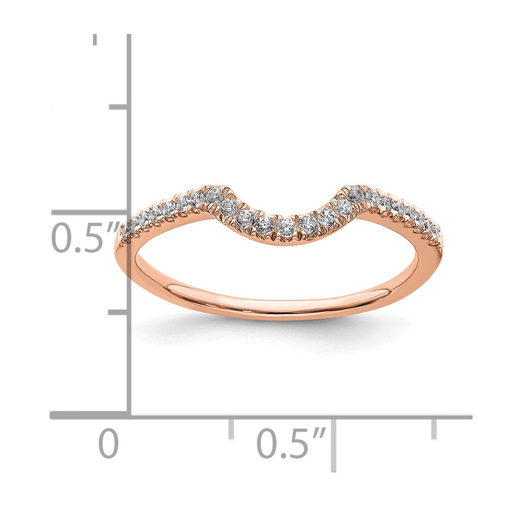 Solid 14k Rose Gold Simulated CZ Contoured Wedding Band