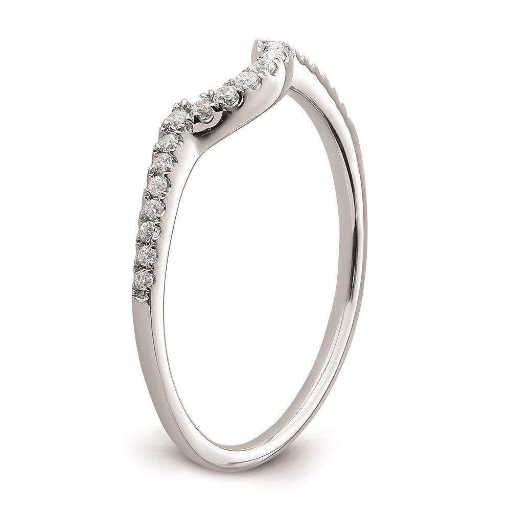 14k White Gold Real Diamond Contoured Wedding Band