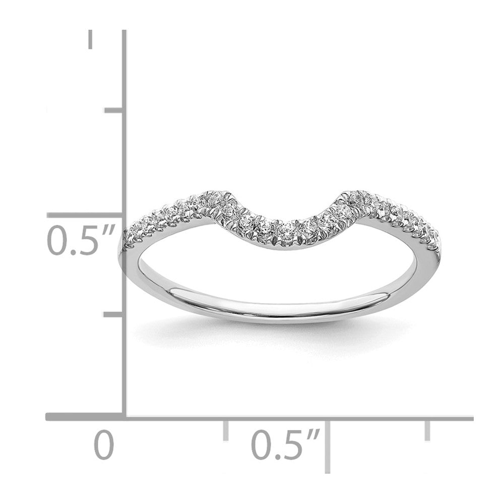 14k White Gold Real Diamond Contoured Wedding Band