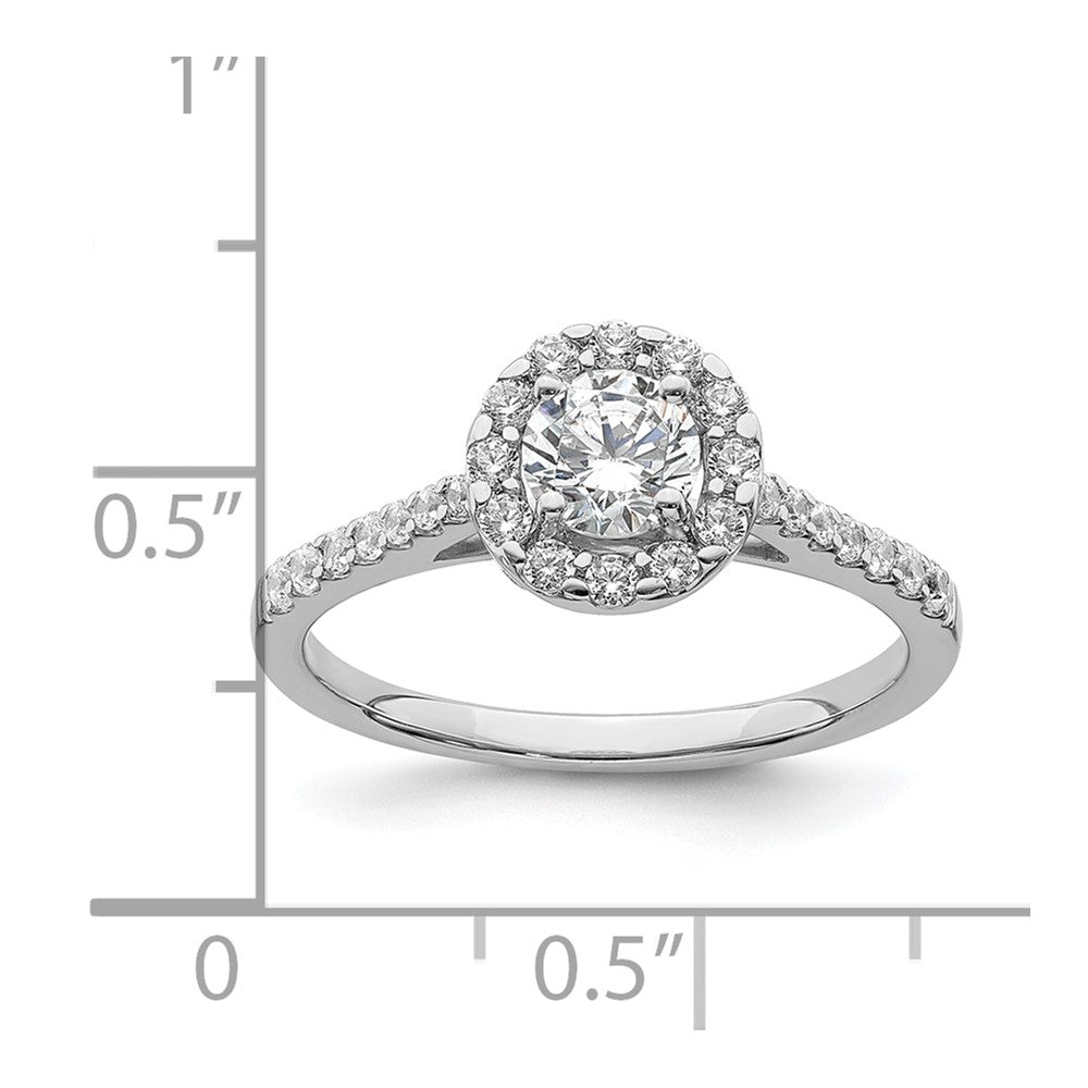 0.42ct. CZ Solid Real 14k White Gold Halo Engagement Ring