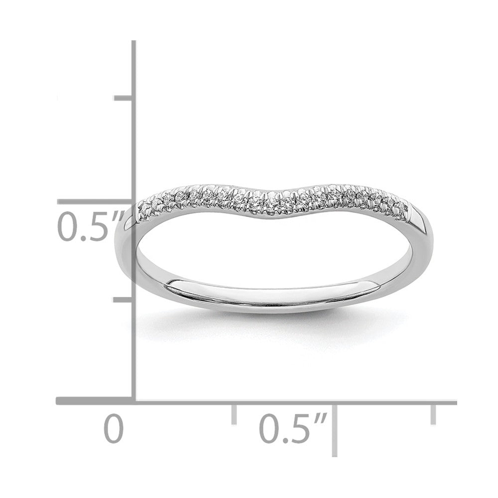 14k White Gold Real Diamond Contoured Wedding Band