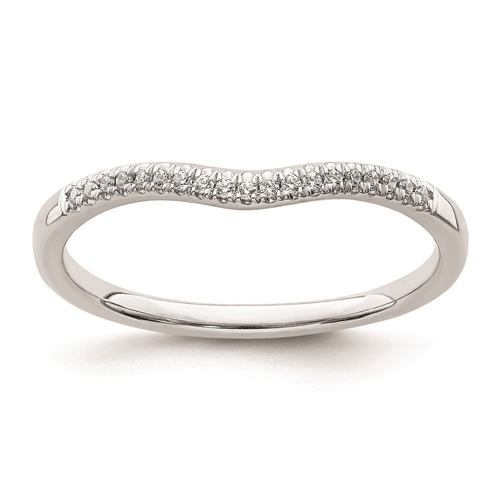 14k White Gold Real Diamond Contoured Wedding Band