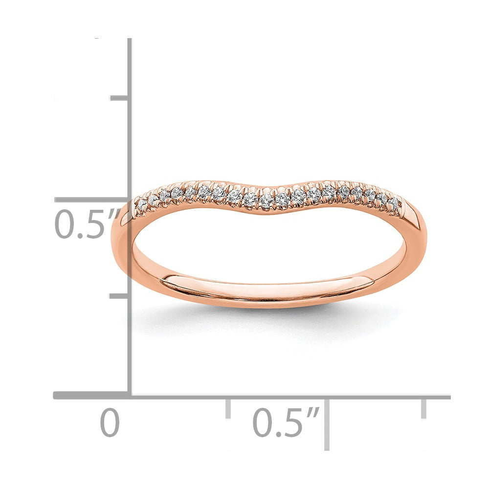 14k Rose Gold Real Diamond Contoured Wedding Band