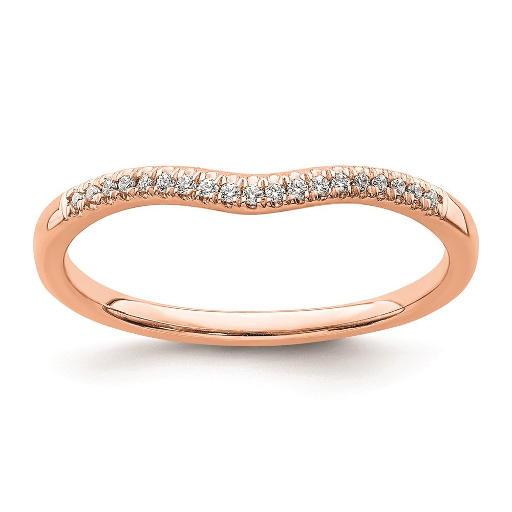 14k Rose Gold Real Diamond Contoured Wedding Band