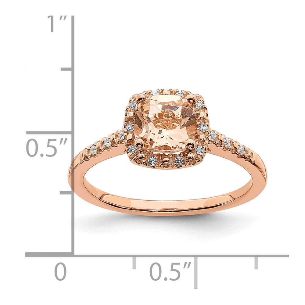 14k Rose Gold Morganite Real Diamond Halo Engagement Ring