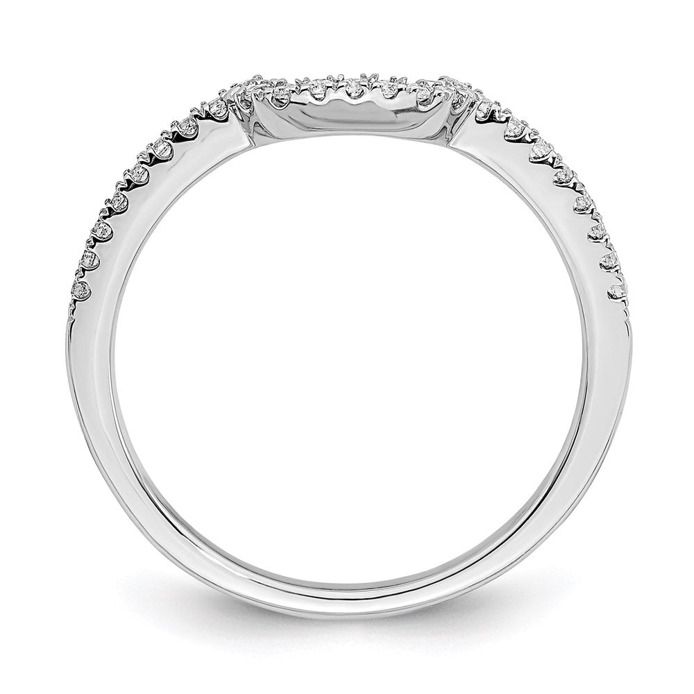 14k White Gold Real Diamond Contoured Wedding Band