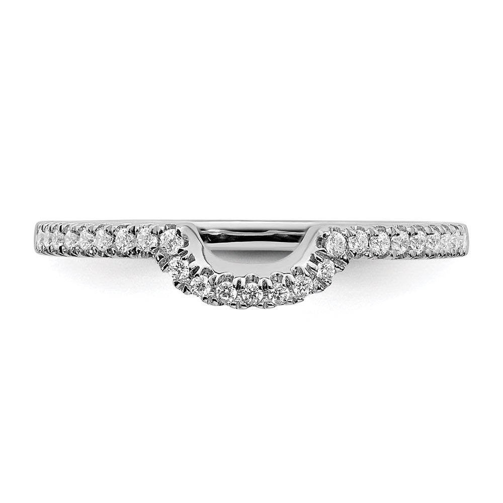 14k White Gold Real Diamond Contoured Wedding Band