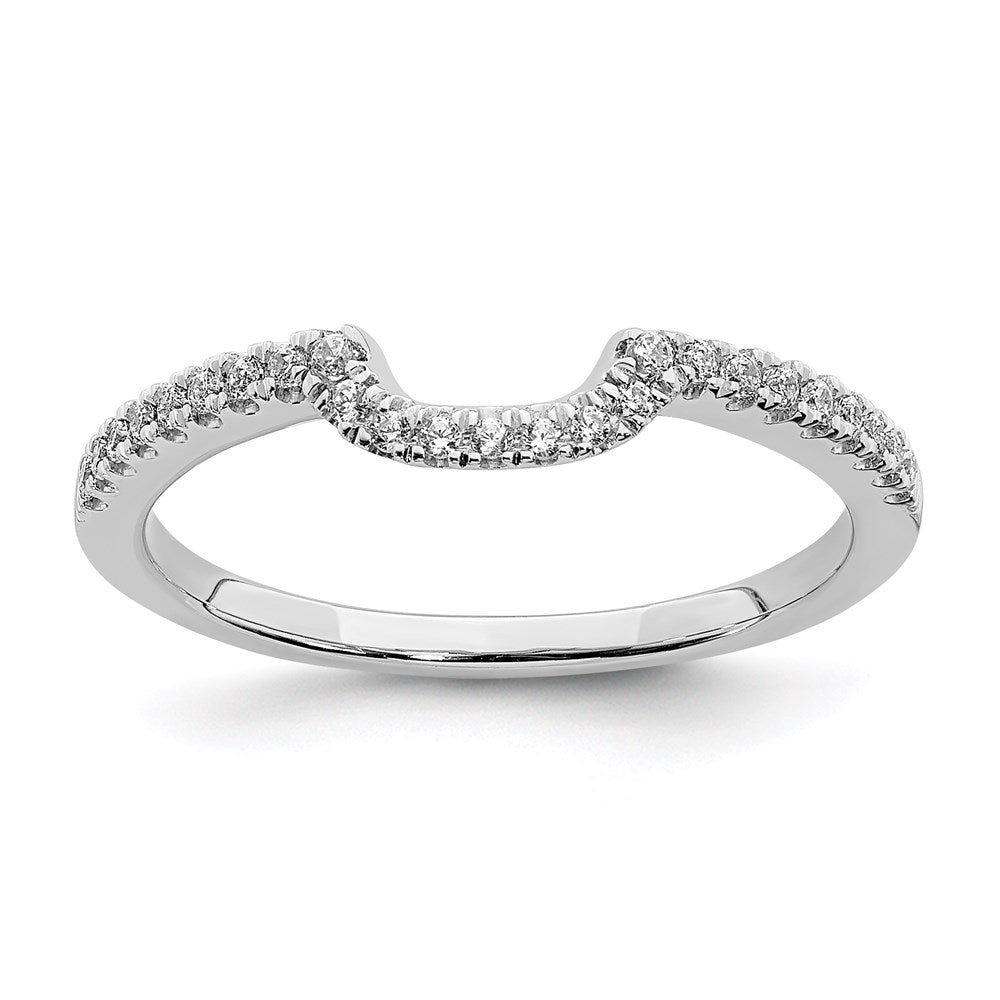 14k White Gold Real Diamond Contoured Wedding Band