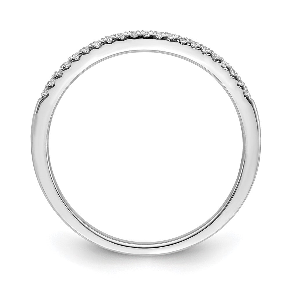 14k White Gold Real Diamond Contoured Wedding Band