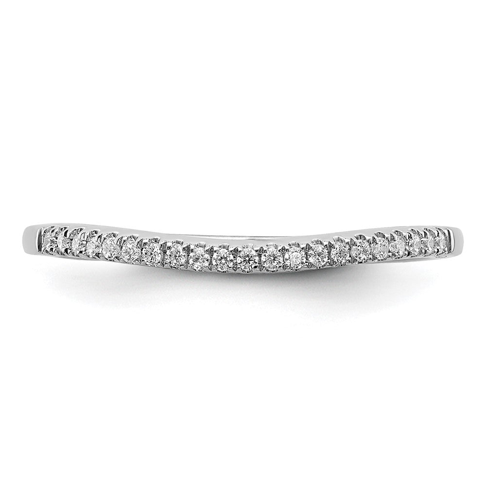 14k White Gold Real Diamond Contoured Wedding Band