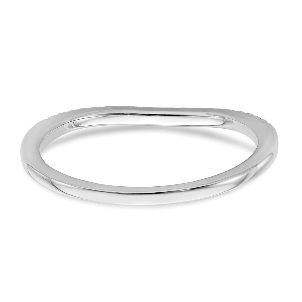 14k White Gold Real Diamond Contoured Wedding Band