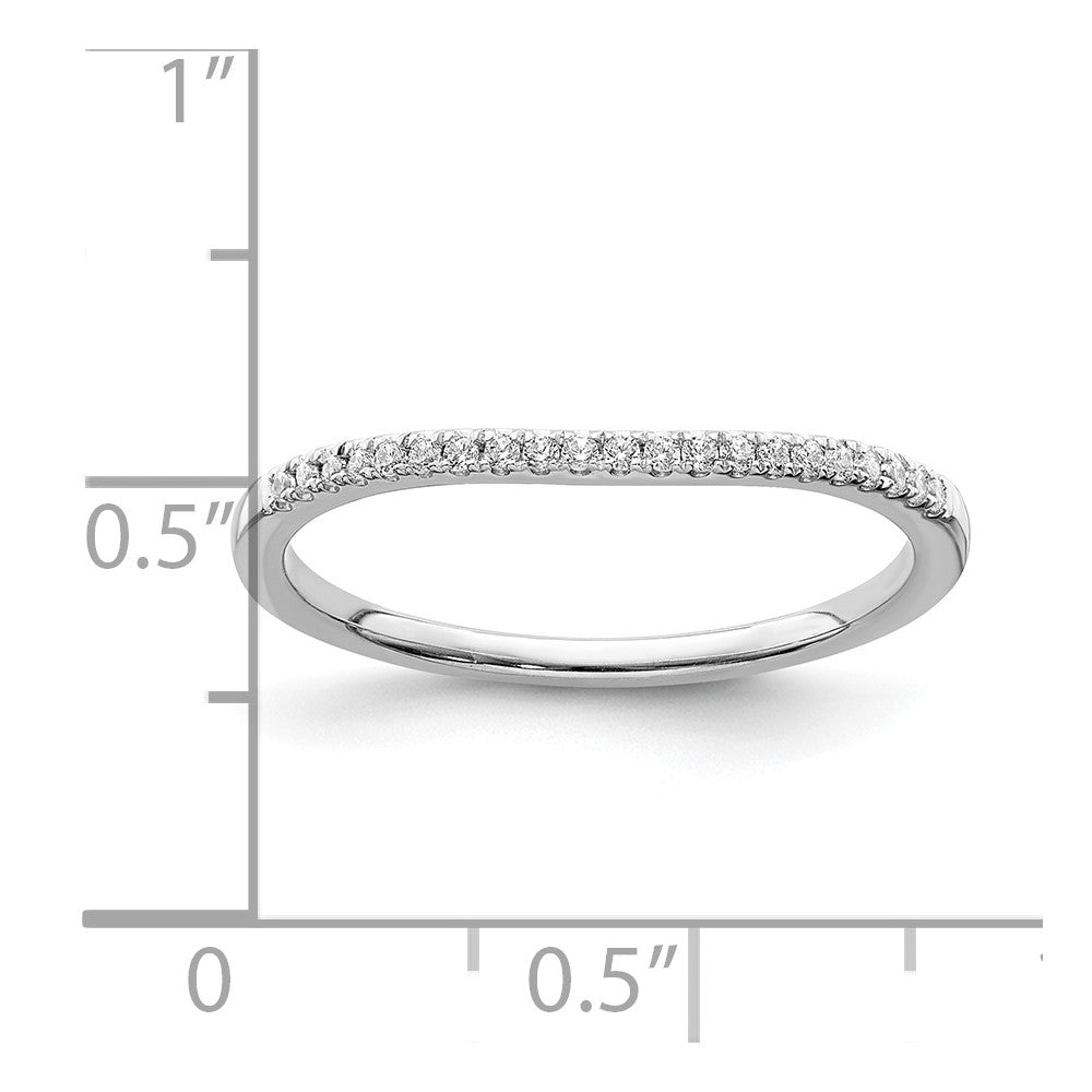 14k White Gold Real Diamond Contoured Wedding Band