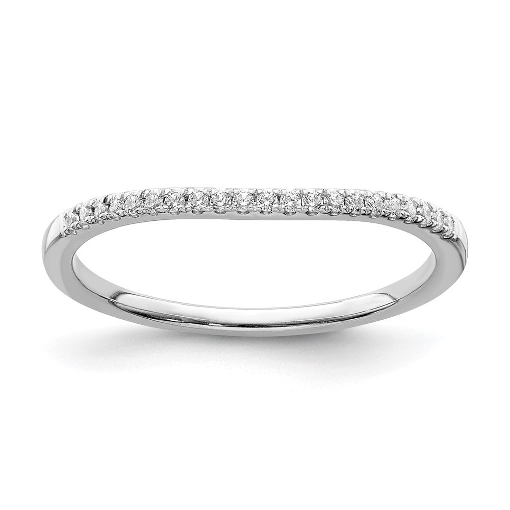 14k White Gold Real Diamond Contoured Wedding Band