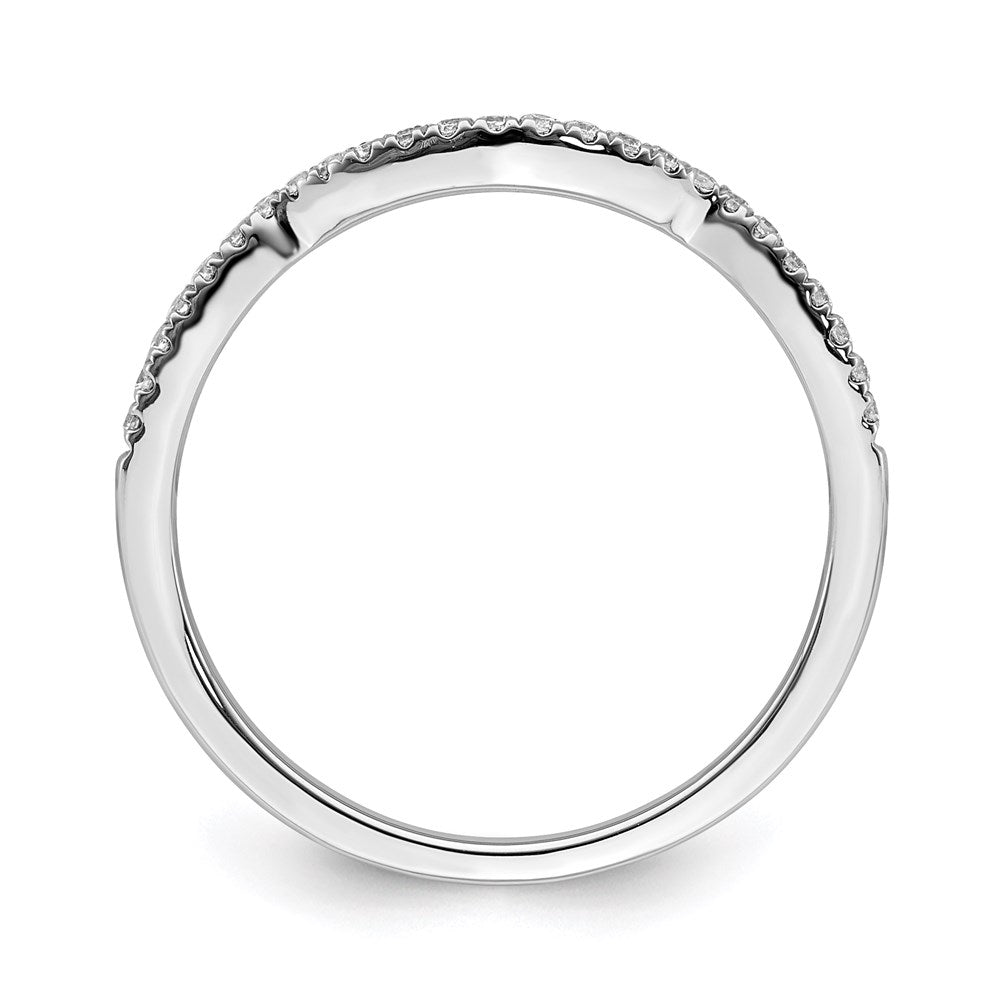 14k White Gold Real Diamond Contoured Wedding Band