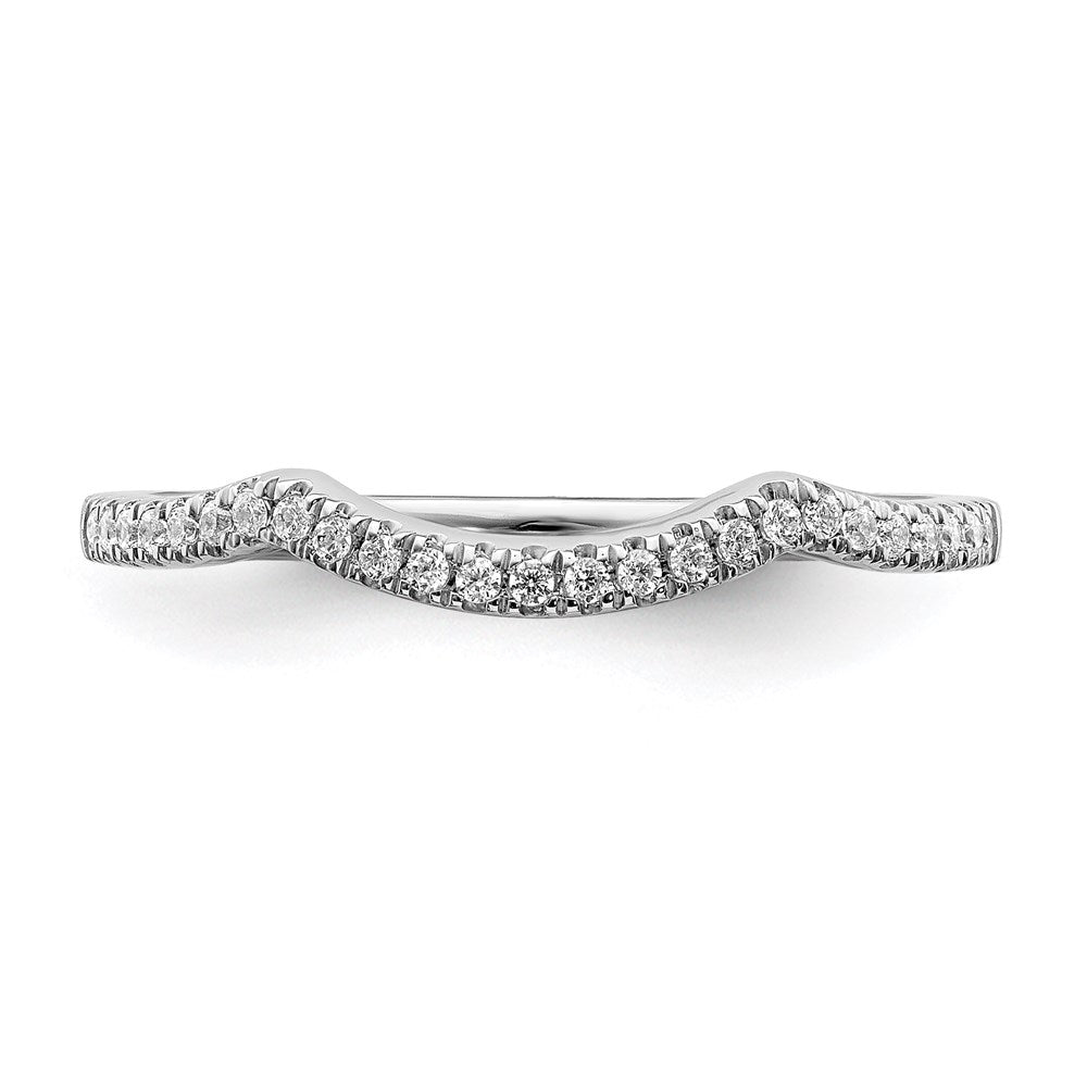 14k White Gold Real Diamond Contoured Wedding Band