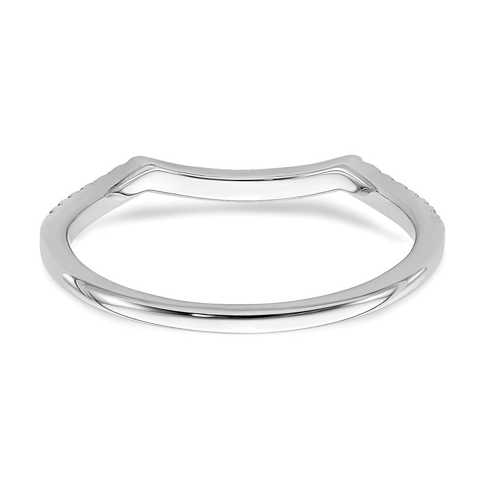 14k White Gold Real Diamond Contoured Wedding Band