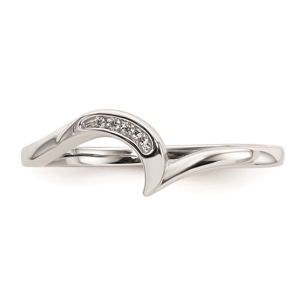 14K White Gold Contoured Real Diamond Band