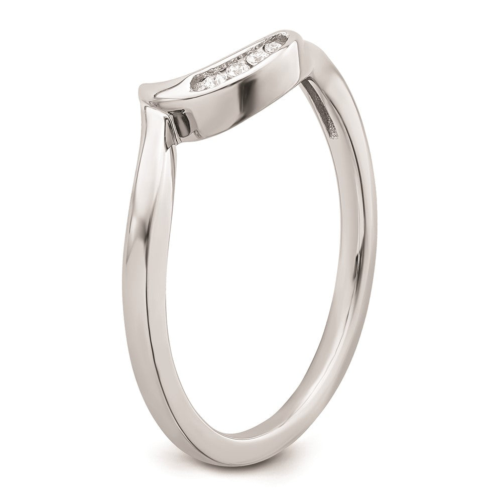 14K White Gold Contoured Real Diamond Band