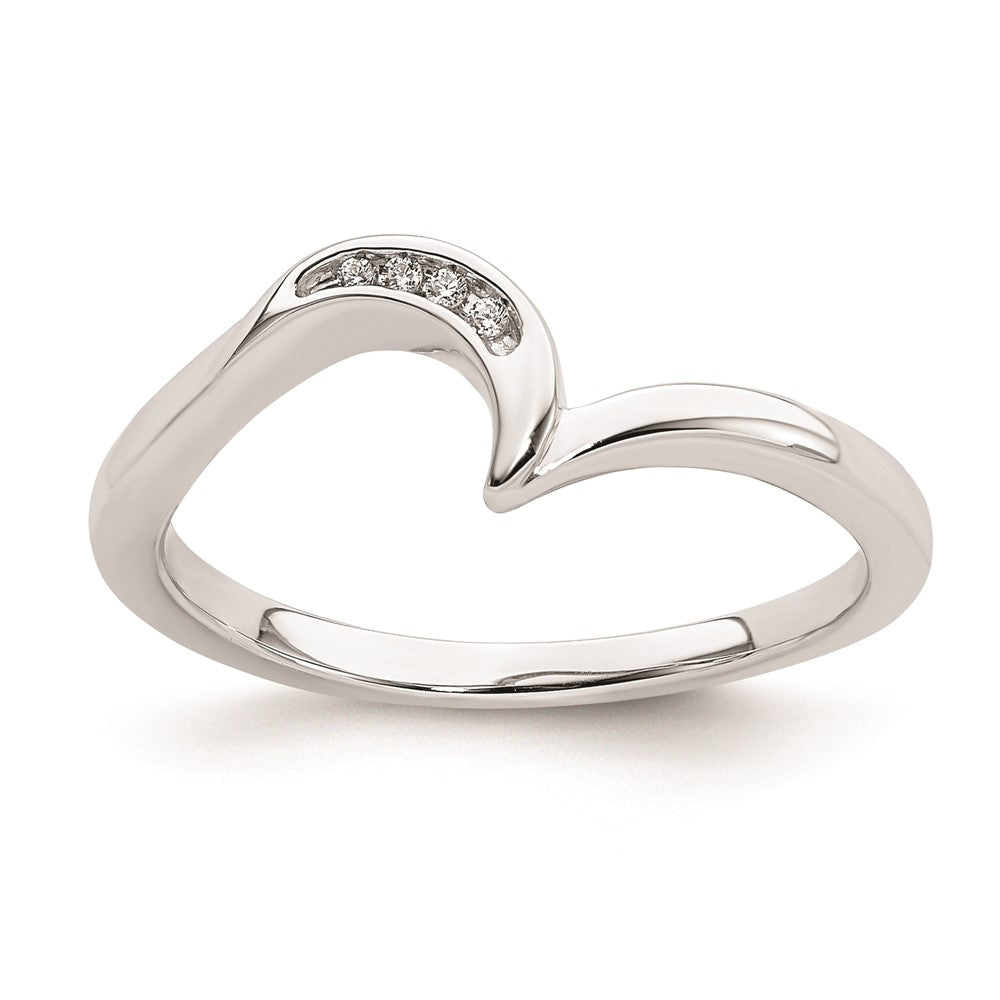 14K White Gold Contoured Real Diamond Band