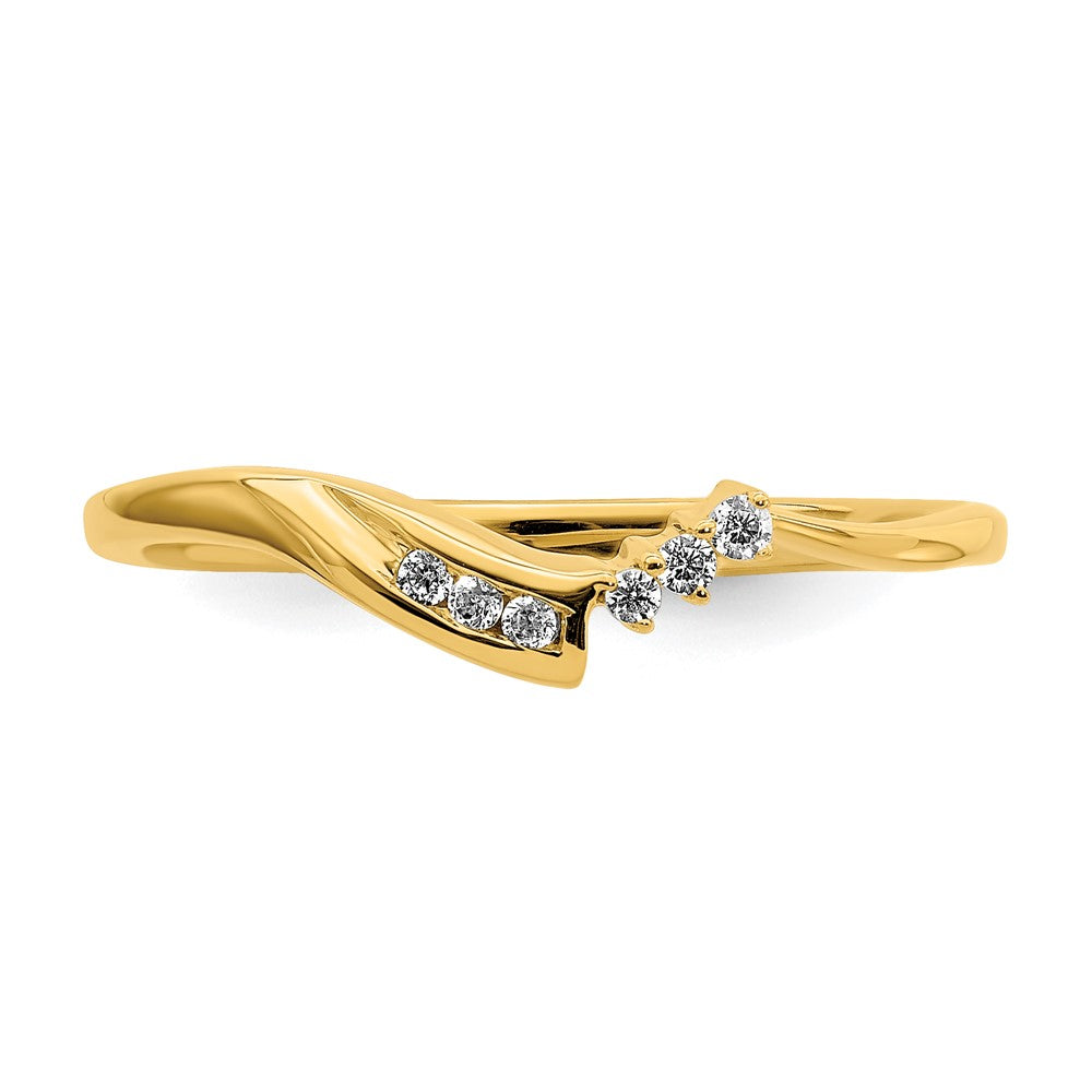 10k Yellow Gold Contoured Real Diamond Band