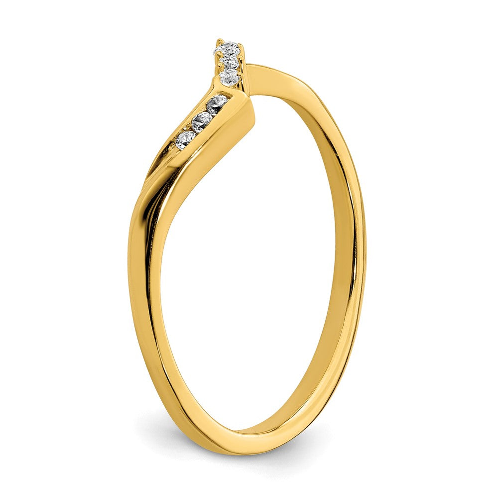 10k Yellow Gold Contoured Real Diamond Band