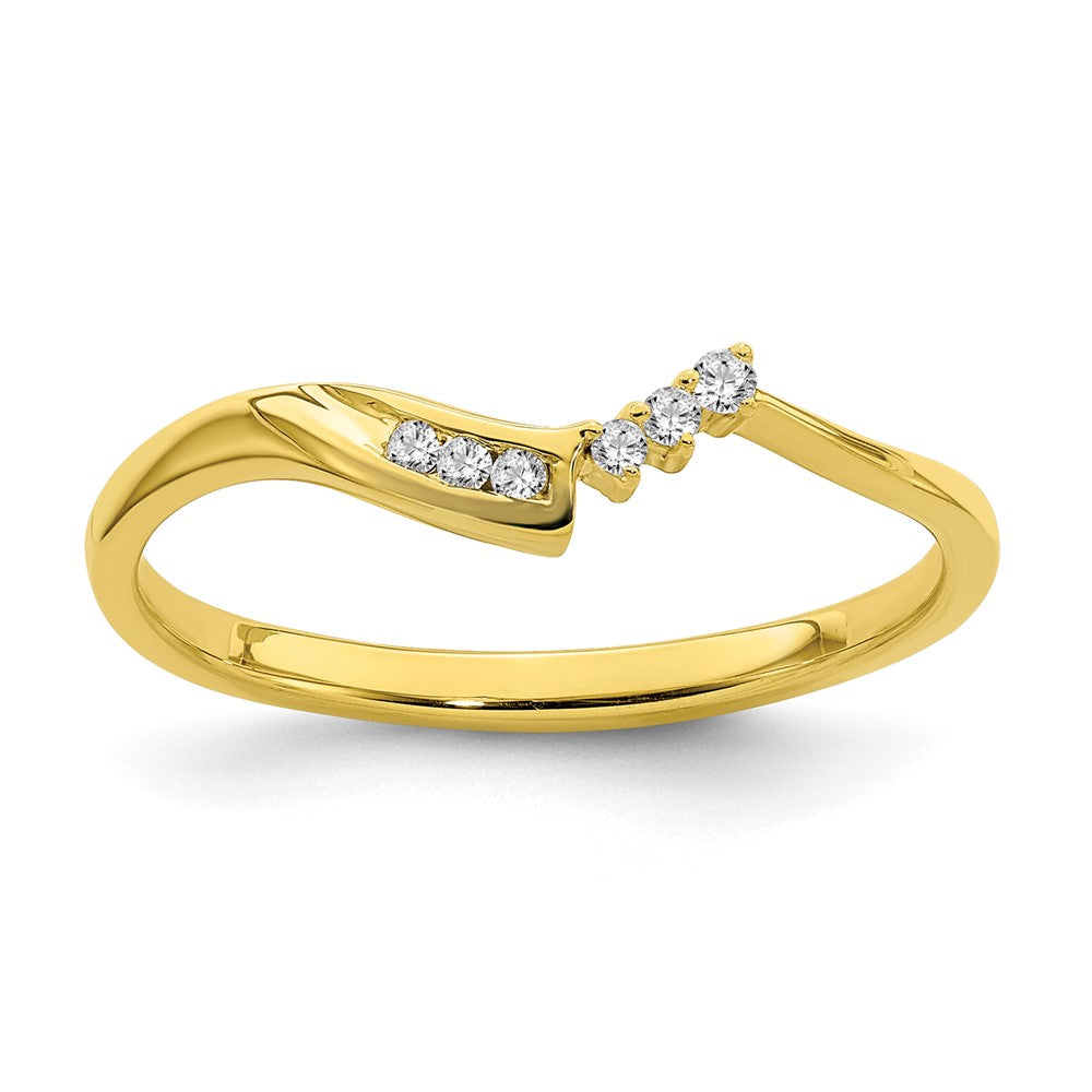 10k Yellow Gold Contoured Real Diamond Band