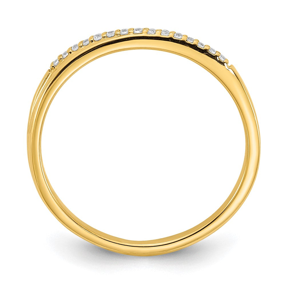 10k Yellow Gold Contoured Real Diamond Band