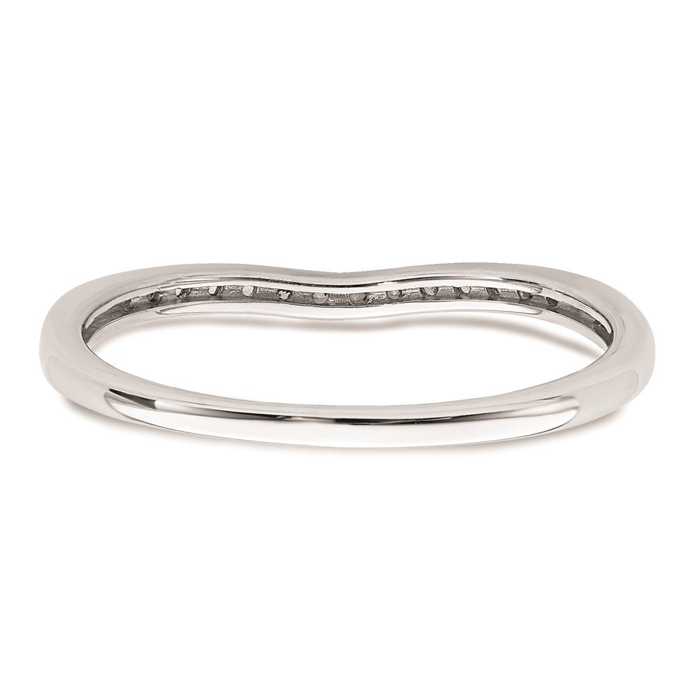 14K White Gold Contoured Real Diamond Band