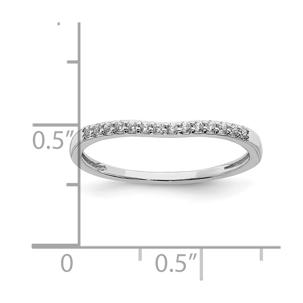 14K White Gold Contoured Real Diamond Band