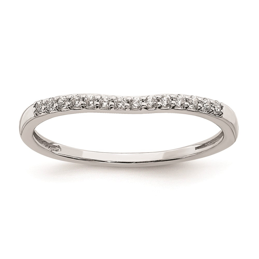 14K White Gold Contoured Real Diamond Band