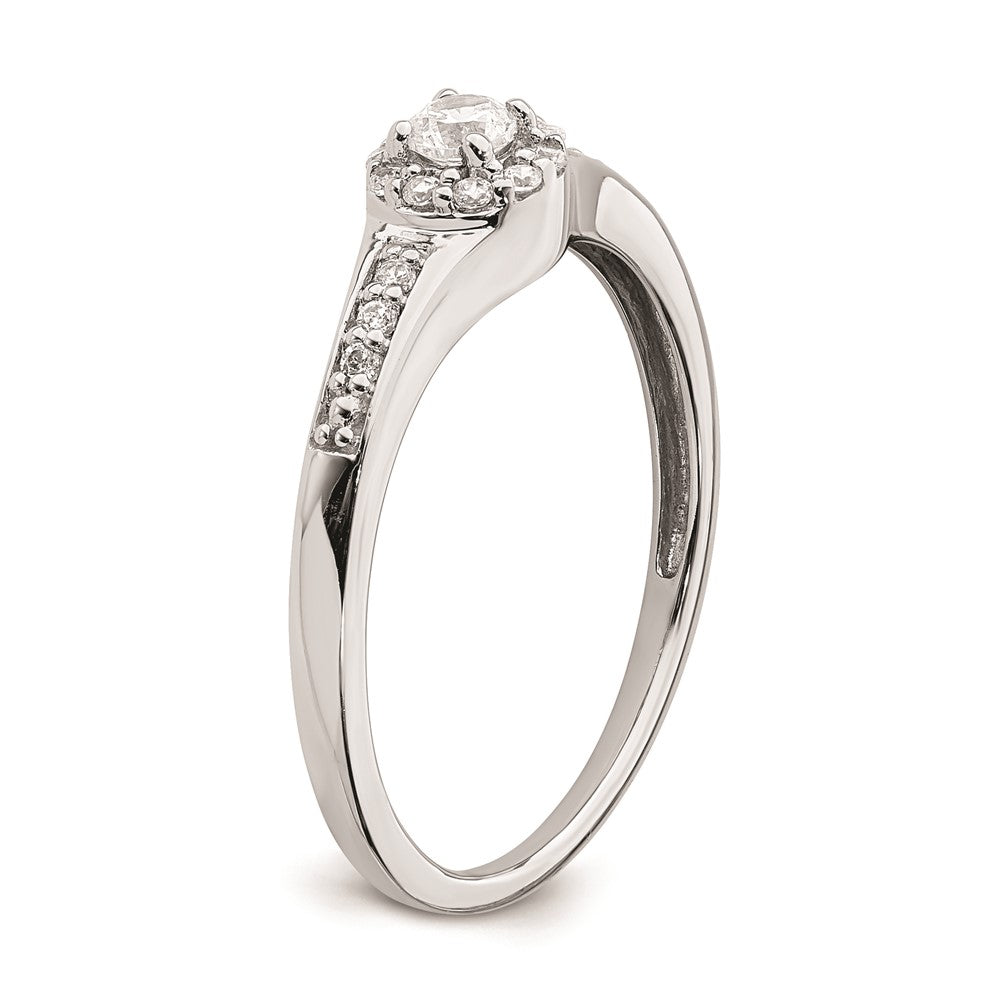 14K White Gold Real Diamond Cluster Engagement Ring