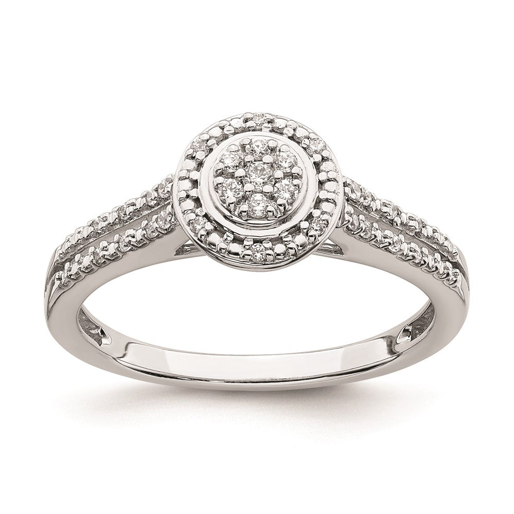 14K White Gold Real Diamond Cluster Engagement Ring