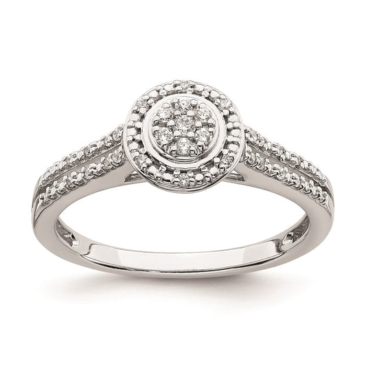 14K White Gold Real Diamond Cluster Engagement Ring