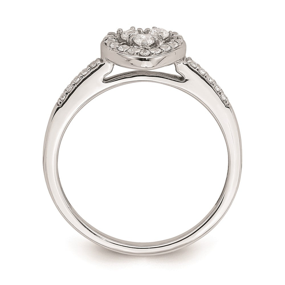 14K White Gold Real Diamond Cluster Engagement Ring