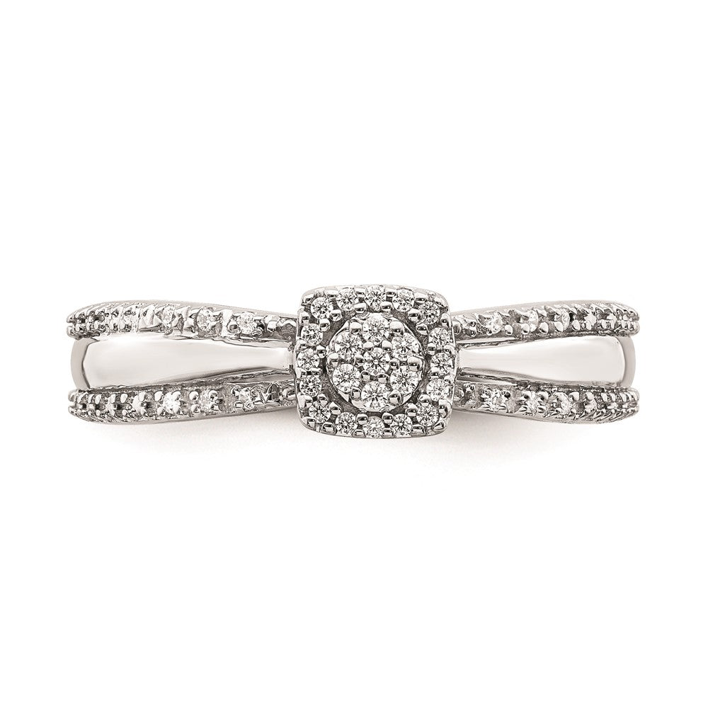 14K White Gold Real Diamond Cluster Engagement Ring