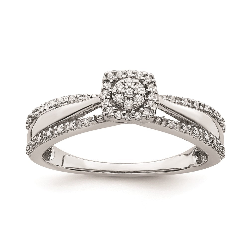 14K White Gold Real Diamond Cluster Engagement Ring