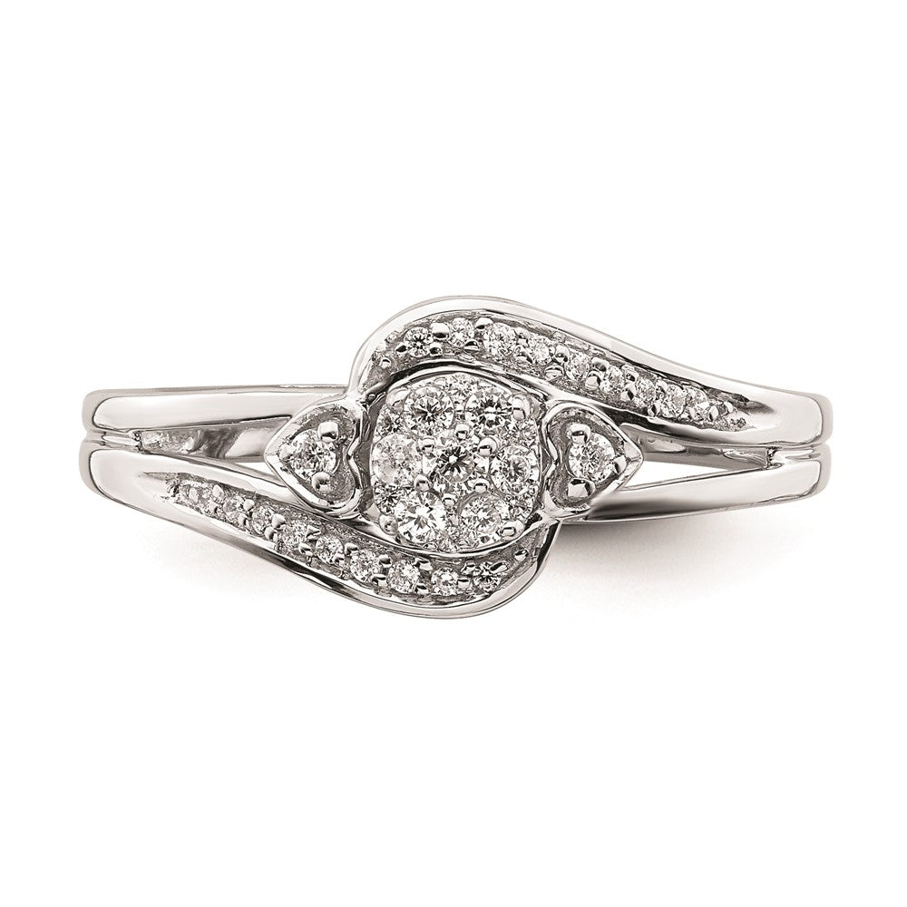 14K White Gold Real Diamond Cluster Engagement Ring