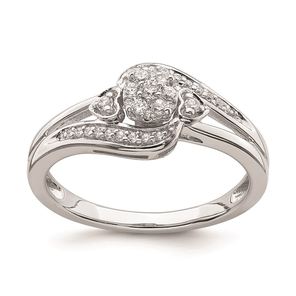 14K White Gold Real Diamond Cluster Engagement Ring