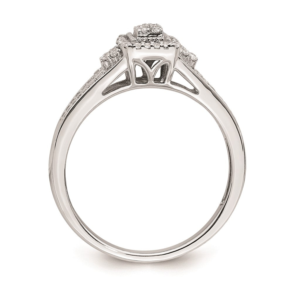 14K White Gold Real Diamond Cluster Engagement Ring