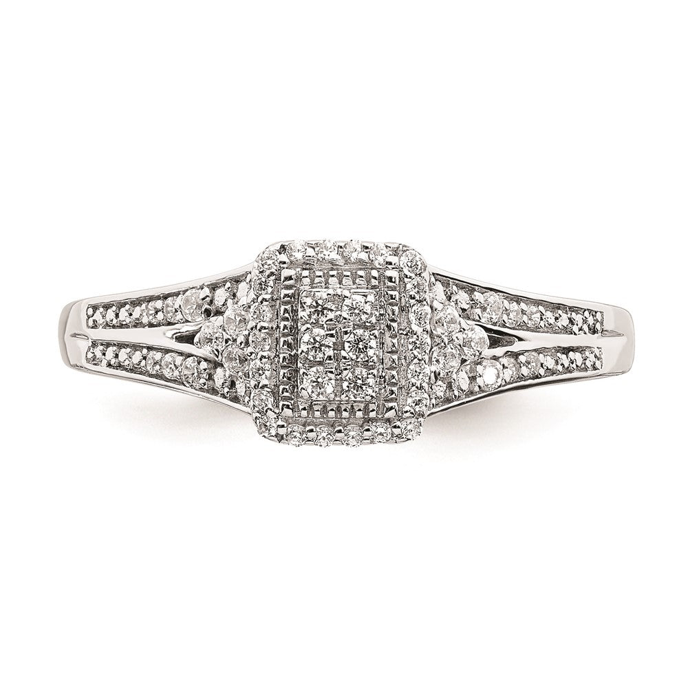 14K White Gold Real Diamond Cluster Engagement Ring