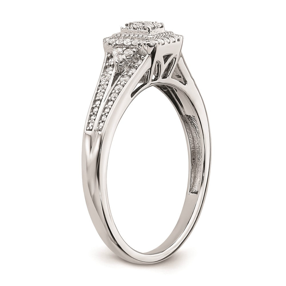 14K White Gold Real Diamond Cluster Engagement Ring