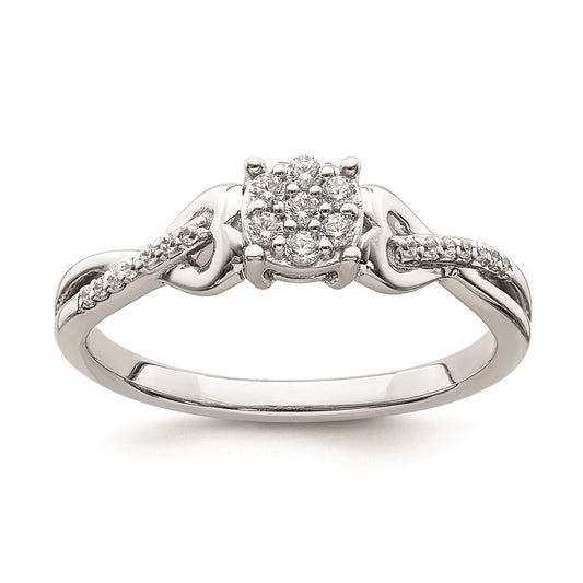 14K White Gold Real Diamond Cluster Engagement Ring