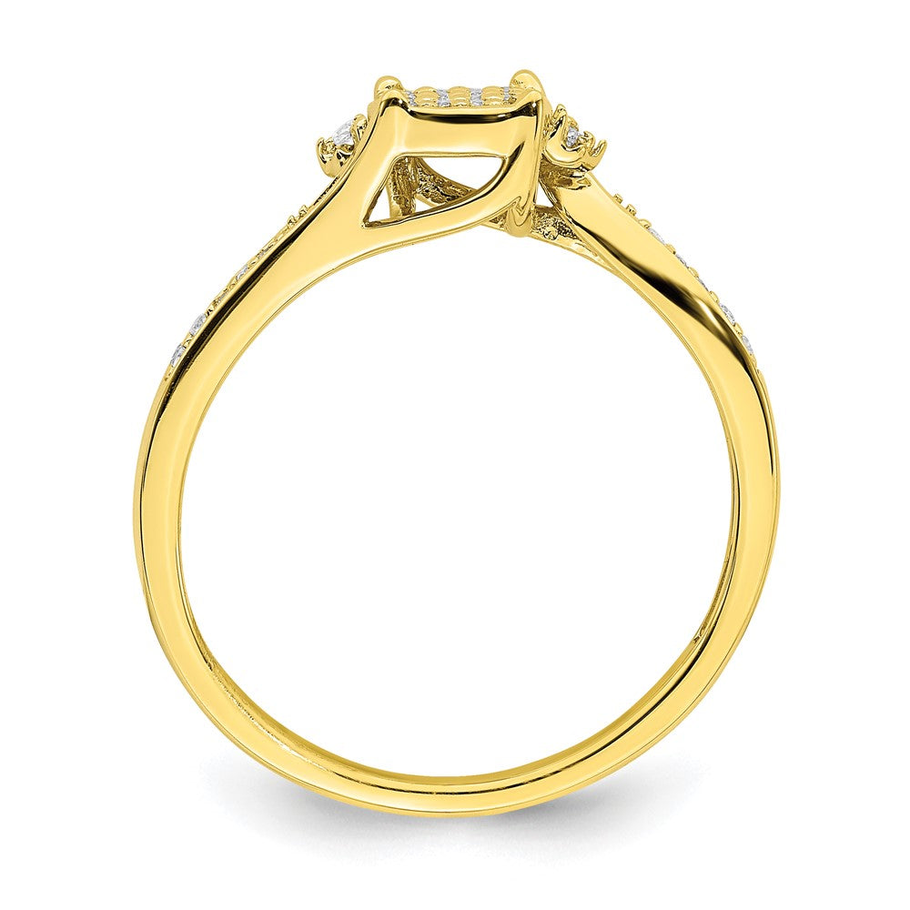 10k Yellow Gold Real Diamond Cluster Engagement Ring