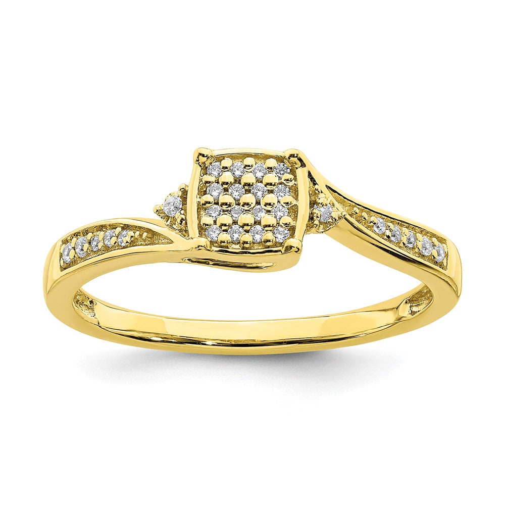 10k Yellow Gold Real Diamond Cluster Engagement Ring