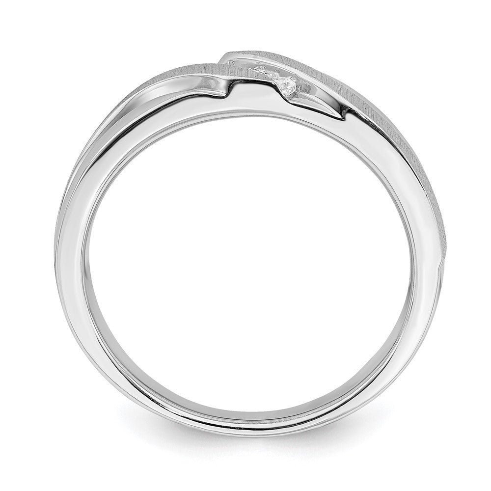 0.10ct. CZ Solid Real 14k White Gold Men's Wedding Band Ring