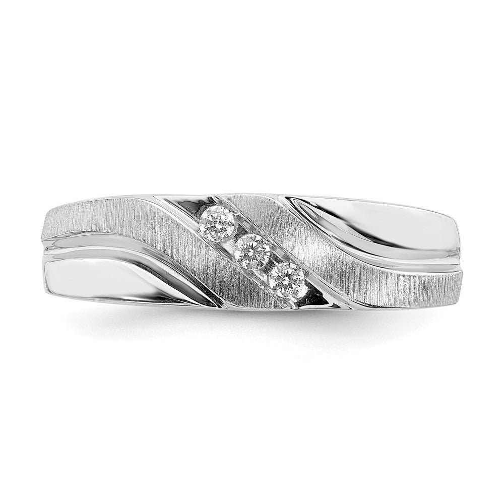 0.10ct. CZ Solid Real 14k White Gold Men's Wedding Band Ring