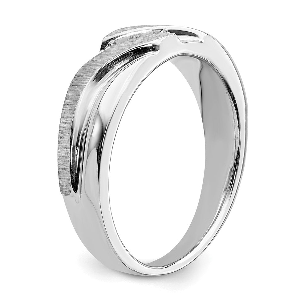 0.10ct. CZ Solid Real 14k White Gold Men's Wedding Band Ring