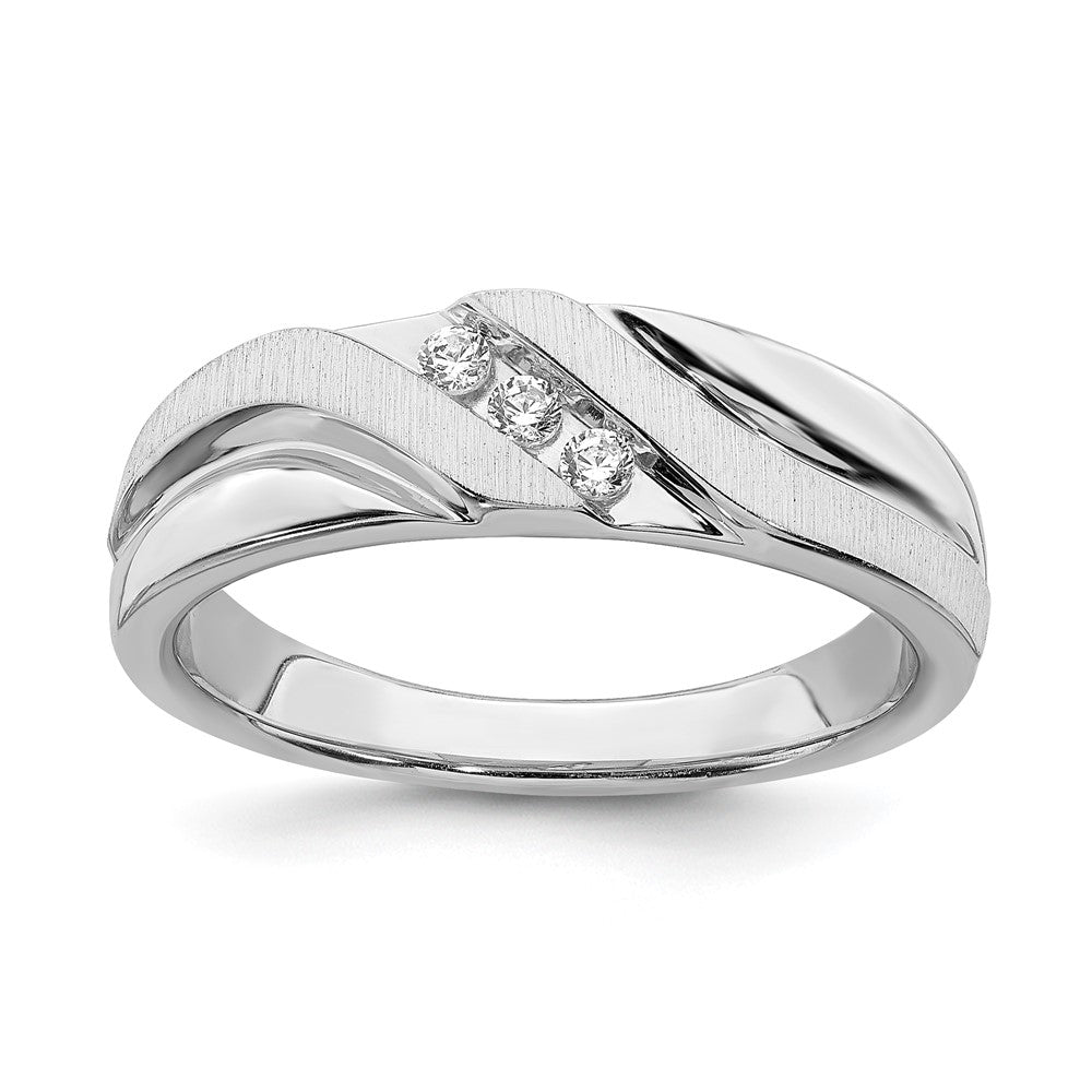 0.10ct. CZ Solid Real 14k White Gold Men's Wedding Band Ring