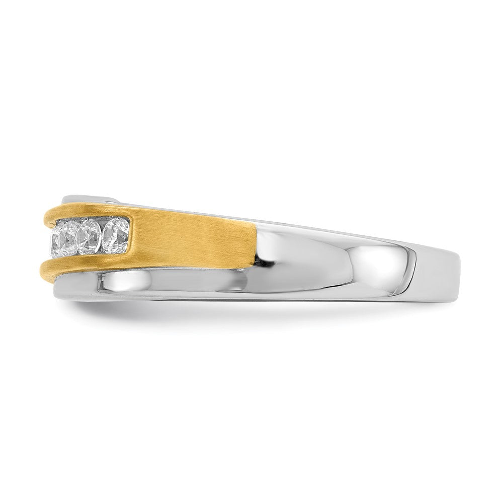 0.40ct. CZ Solid Real 14k White & Yellow Gold Men's Bridal Wedding Band Ring