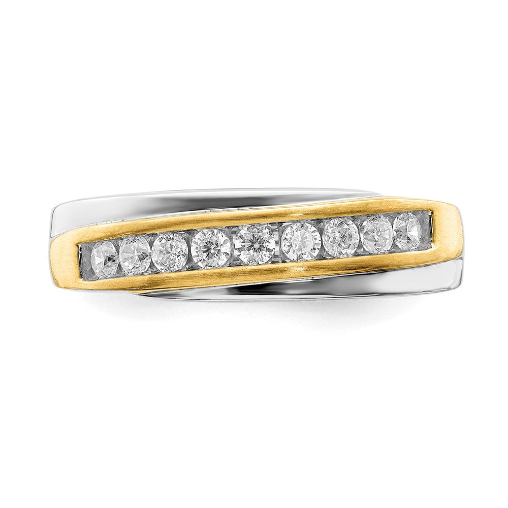 0.40ct. CZ Solid Real 14k White & Yellow Gold Men's Bridal Wedding Band Ring